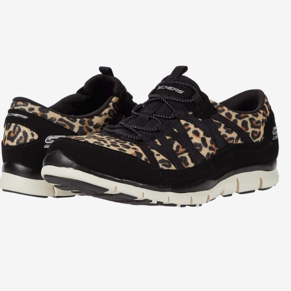 Skechers Gratis wild vibes memory foam leopard print slip in sneakers